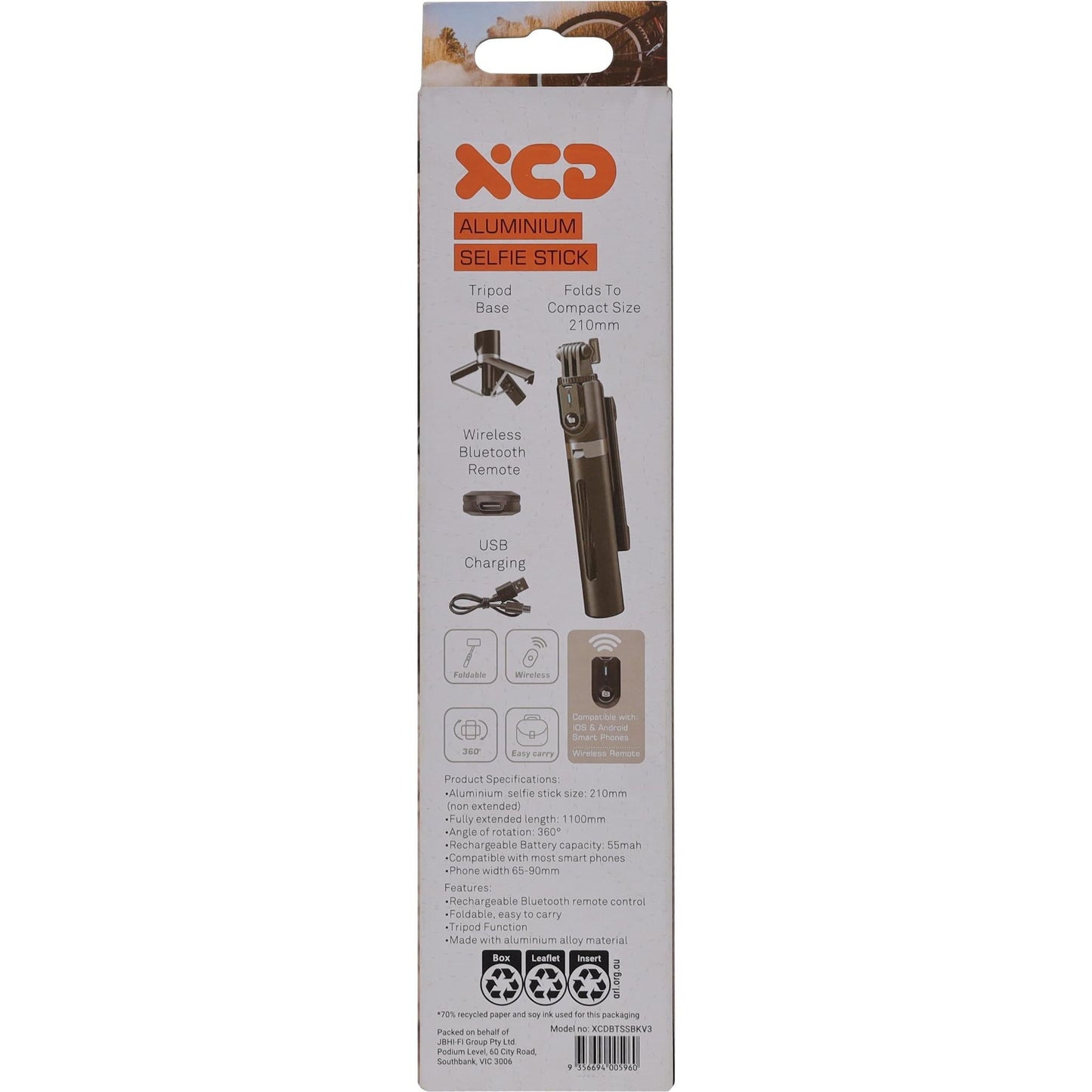 XCD Wireless Bluetooth Selfie Stick with Tripod (USB-C)