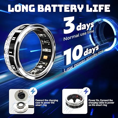 GANSI Smart Ring for Women & Men | IP68 Waterproof Fitness Tracker |Sleep Tracking Heart Rate Blood Oxygen Healthy Monitor Monitor | Activity/Steps/Calories | for iOS & Android