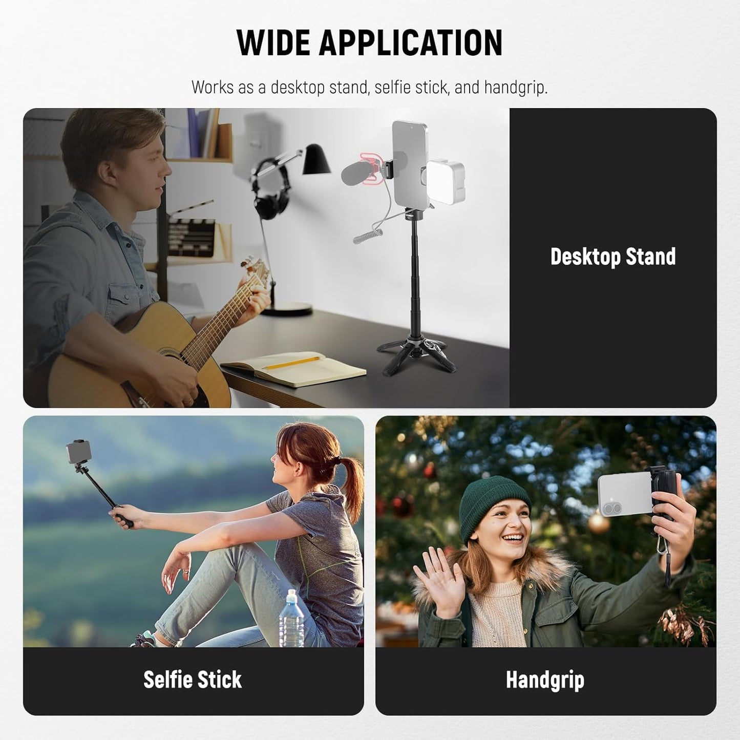 ZLOS 4-in-1 Mini Universal Bluetooth Selfie Stick Tripod with Anti-Shake for Mobile Phones