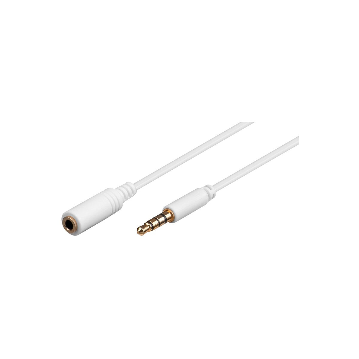Goobay Headphone and Audio AUX Extension Cable, 4-pin 3.5 mm slim, CU - 3 Metres, White - White