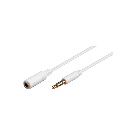 Goobay Headphone and Audio AUX Extension Cable, 4-pin 3.5 mm slim, CU - 3 Metres, White - White