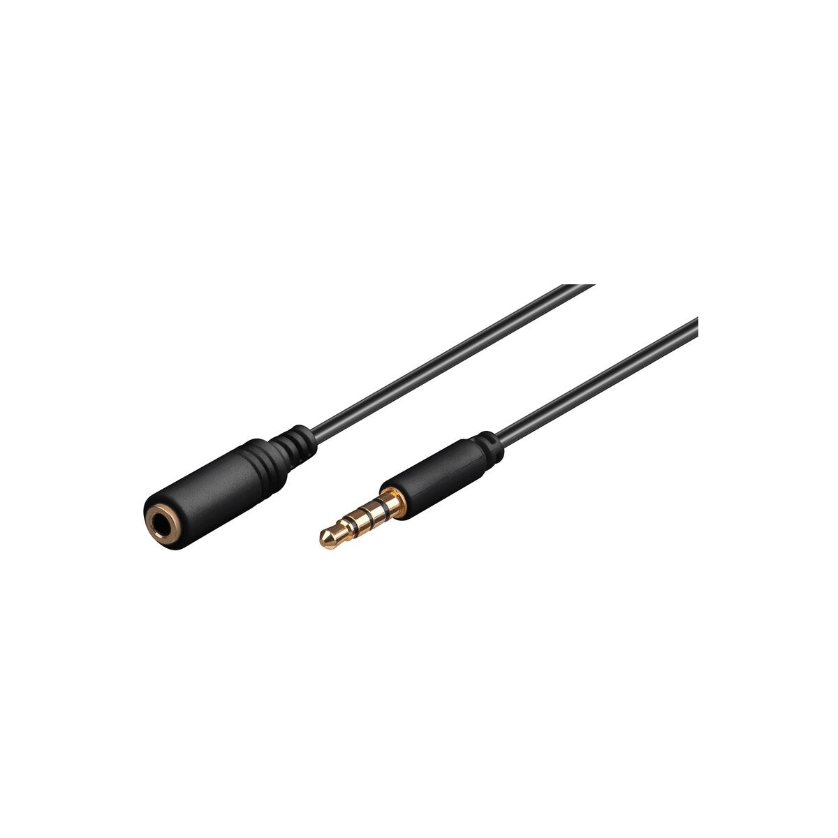 Goobay Headphone and Audio AUX Extension Cable, 4-pin 3.5 mm slim, CU, 3 Metres - Black