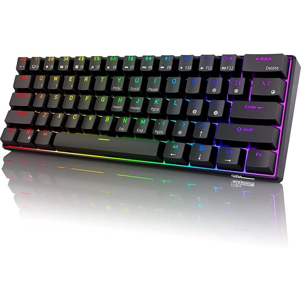 Royal Kludge RK61 TriMode RGB Hot Swappable Mechanical Keyboard Blue Switch (Black)