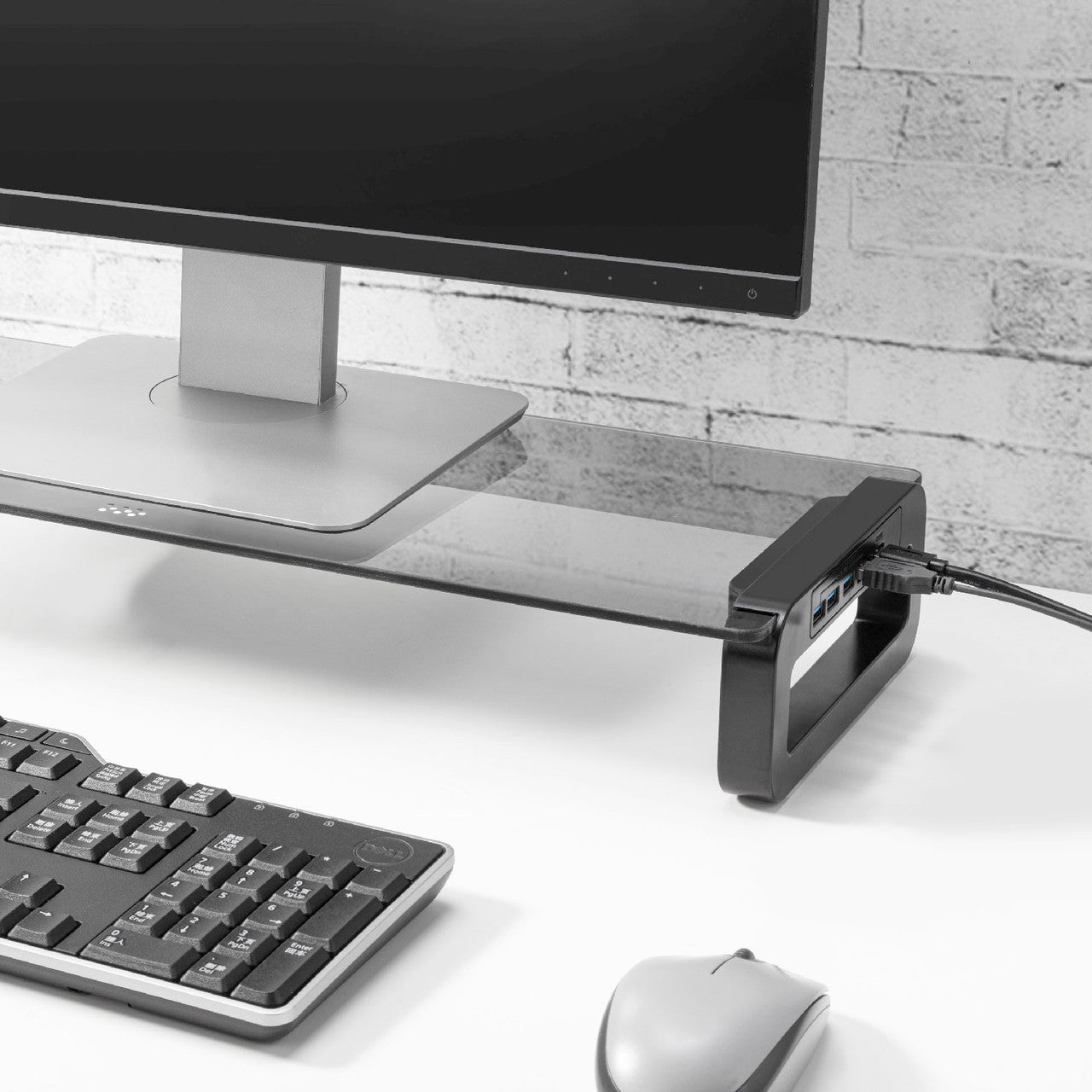 Laser Monitor Desk Stand with USB 3.0 Charging Hub (Black)
